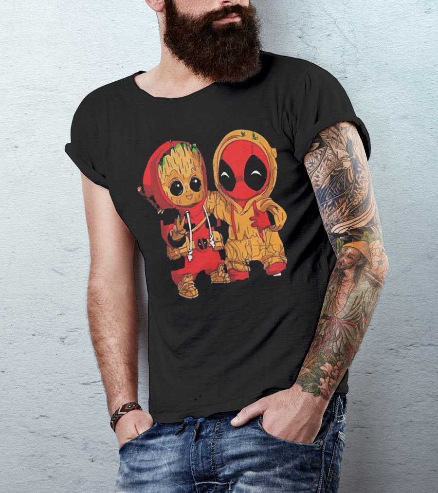 BABY GROOT AND BABY DEADPOOL HOODIE FRIENDS T-Shirt