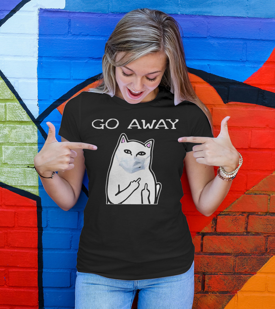 Go Away Cat White Mask T-Shirt