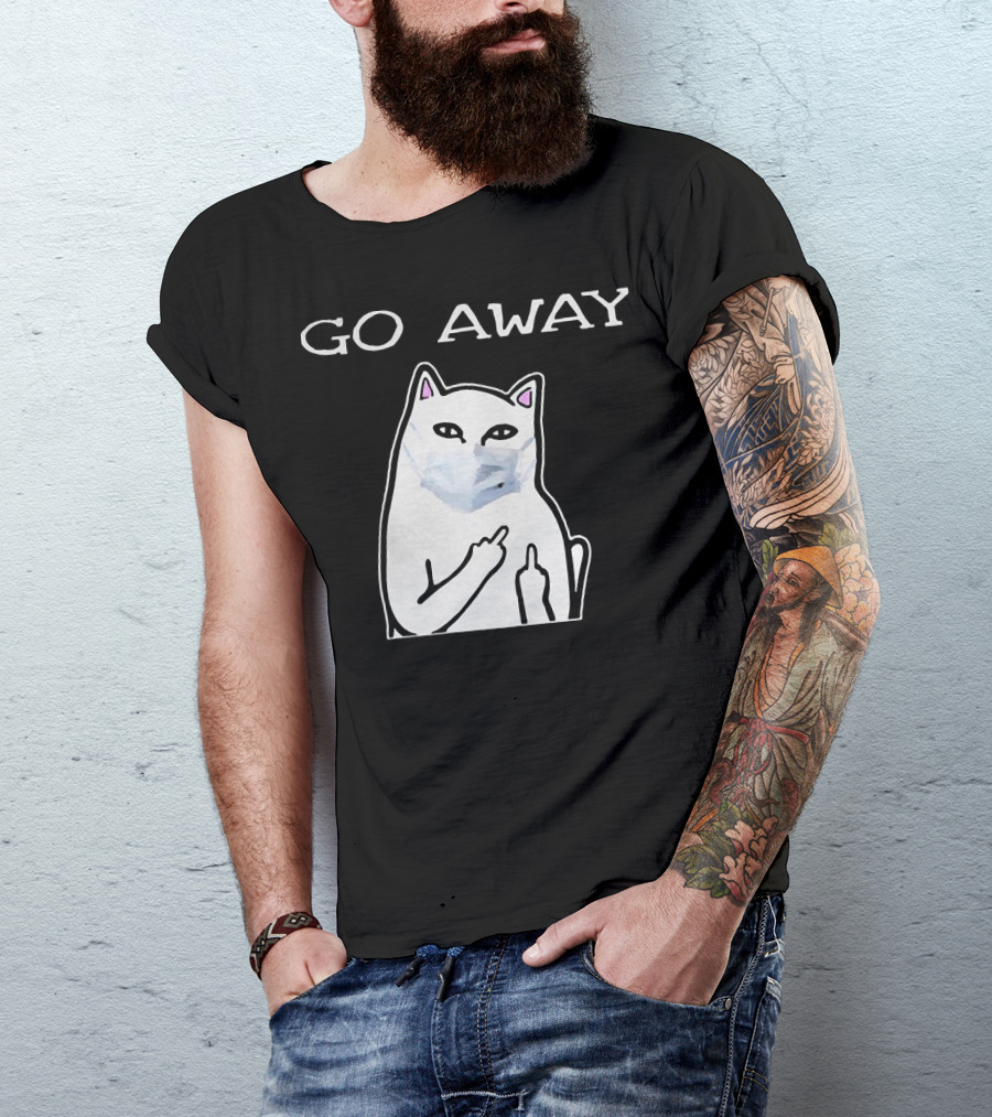 Go Away Cat White Mask T-Shirt