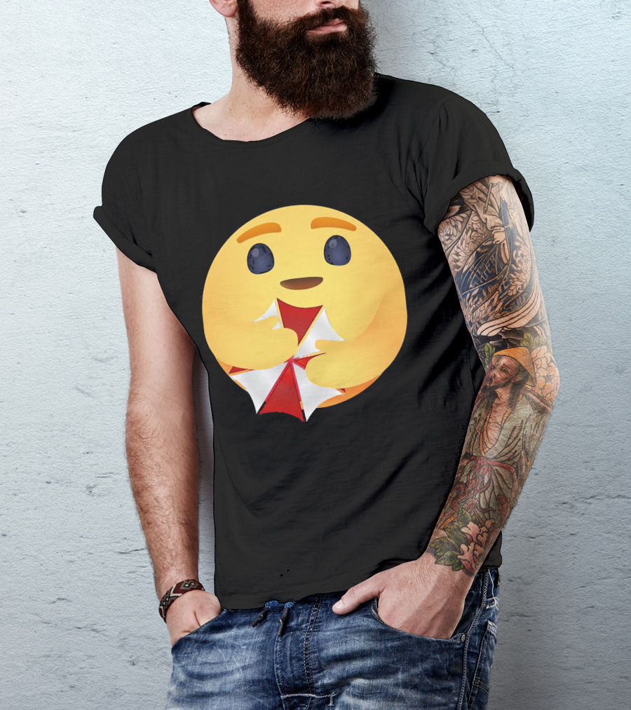 Facebook Care Emoji Embrace With Red Parasol T-Shirt