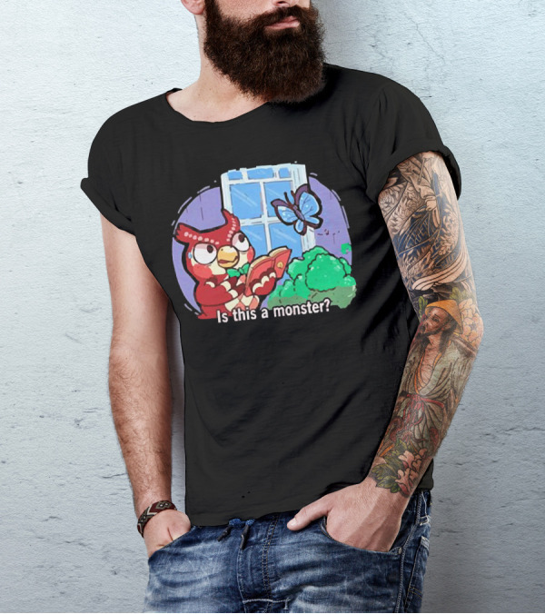Owl Is This A Monster With Book And Butterfly By Window T-Shirt