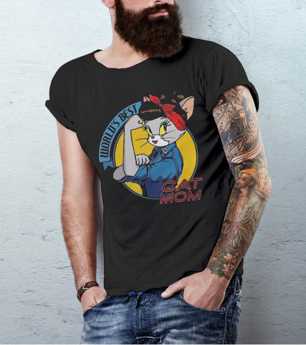 World's Best Cat Mom Rosie The Riveter T-Shirt