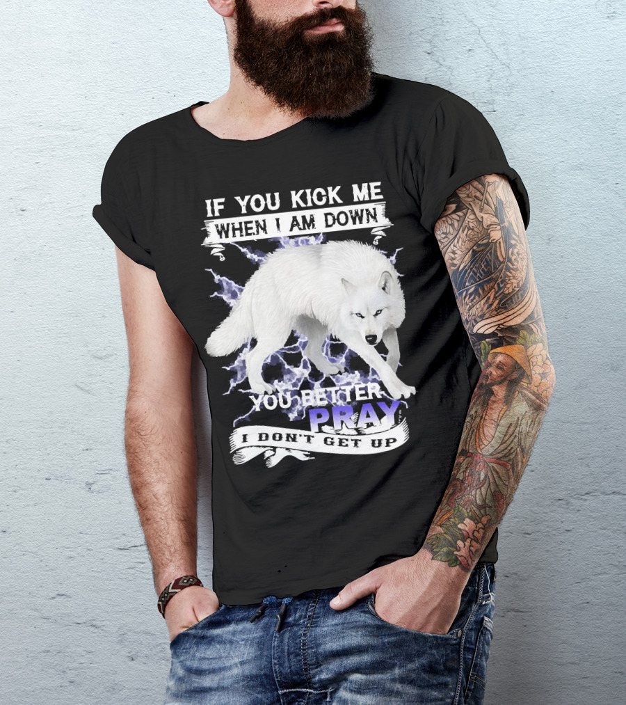 If You Kick Me When I Am Down You Better Pray I Don't Get Up Wolf T-Shirt