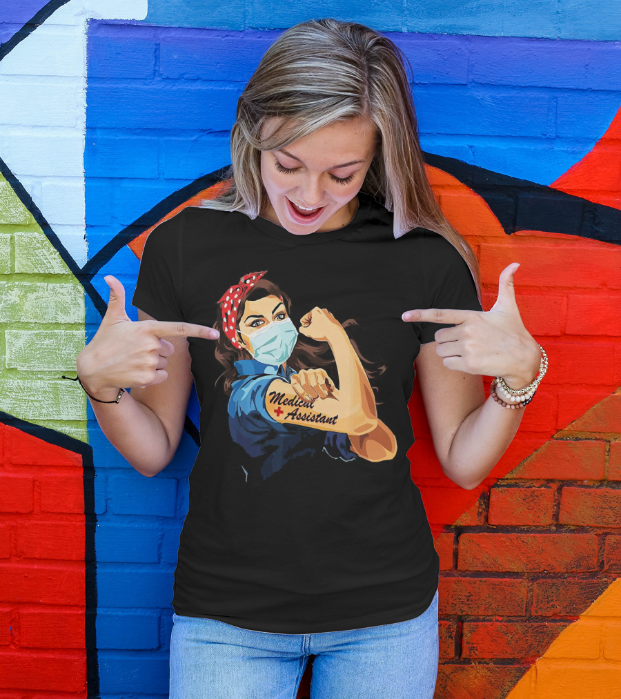 Medical Assistant Strong Woman Face Mask Iconic T-Shirt