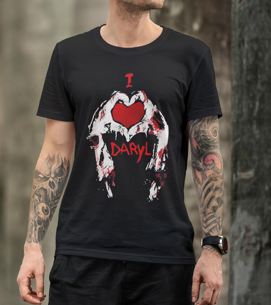 I Love Daryl The Walking Dead Zombie Heart Wings T-Shirt