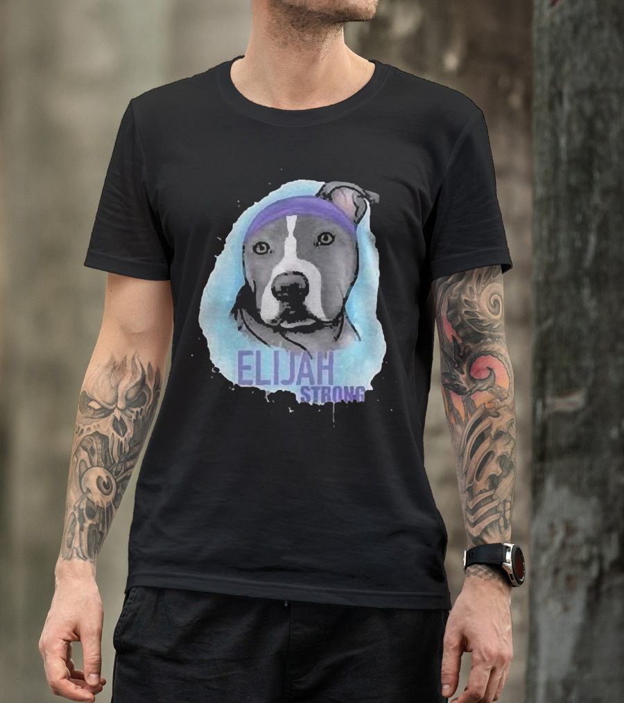 Elijah Strong Watercolor Dog Portrait In Purple Bandana T-Shirt