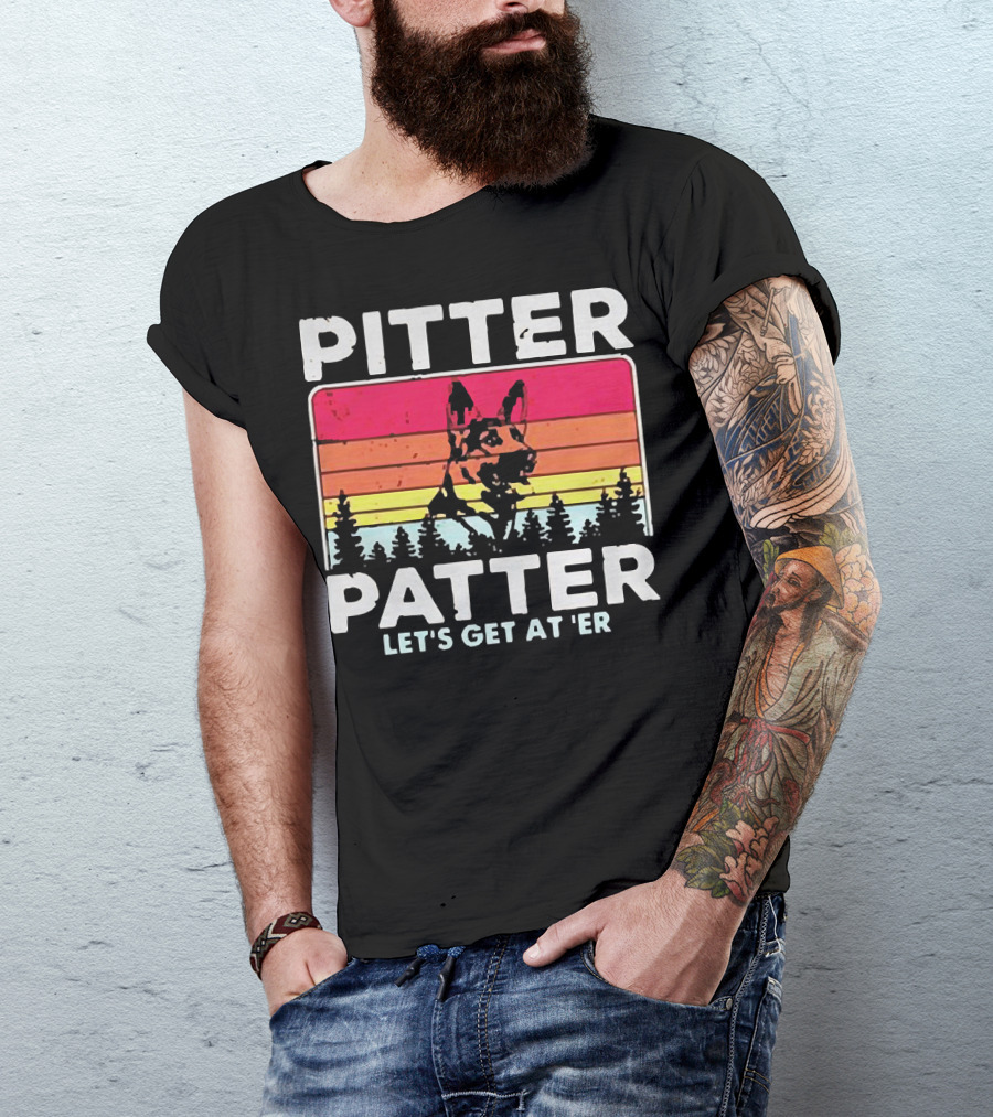 Pitter Patter German Shepherd Let's Get At 'Er Vintage Sunset Forest T-Shirt