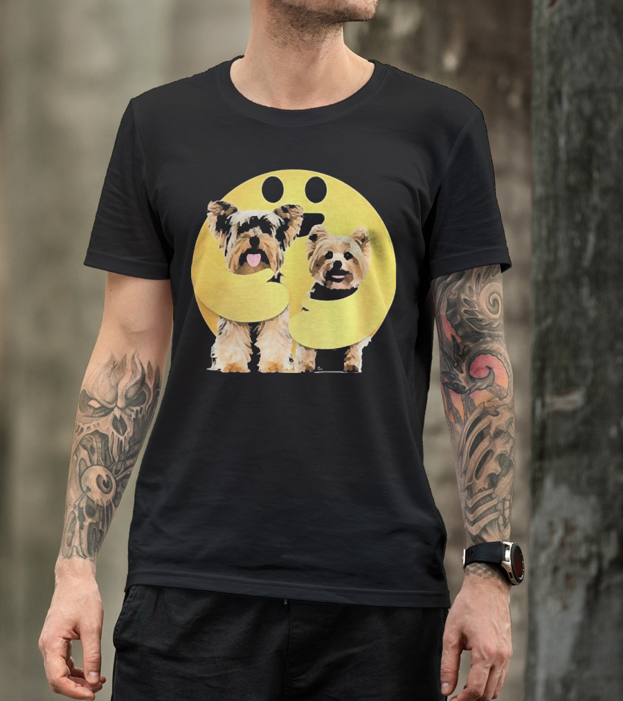 Iconic Hugging Emoji With Yorkie Dogs T-Shirt