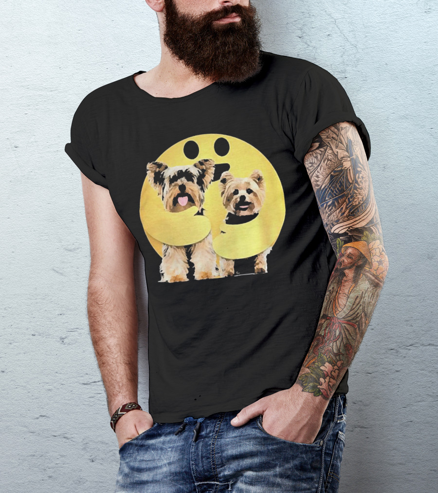 Iconic Hugging Emoji With Yorkie Dogs T-Shirt