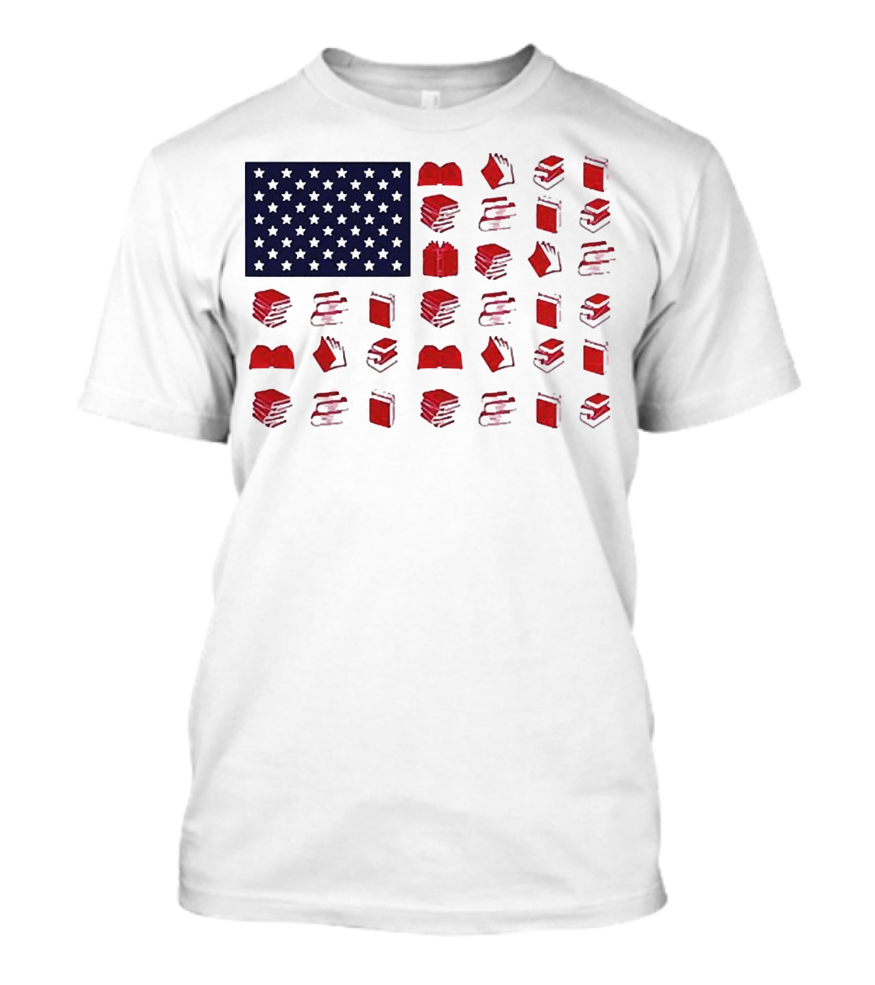 American Flag Made Of Books Veteran Independence Day T-Shirt