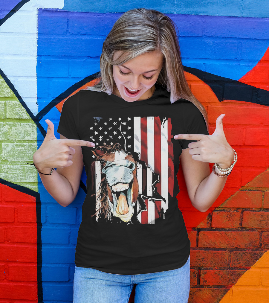 Horse Face American Flag Heritage T-Shirt