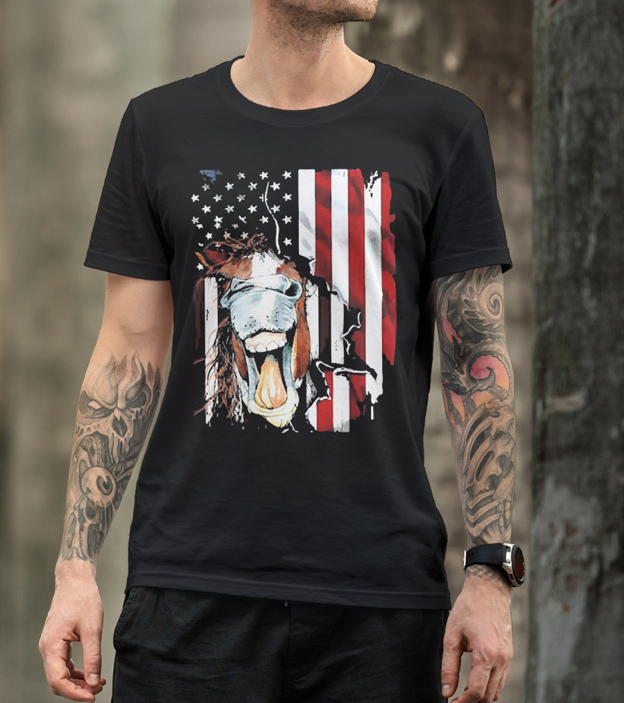 Horse Face American Flag Heritage T-Shirt