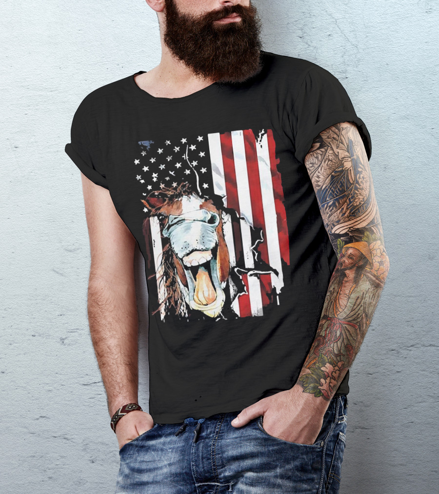 Horse Face American Flag Heritage T-Shirt
