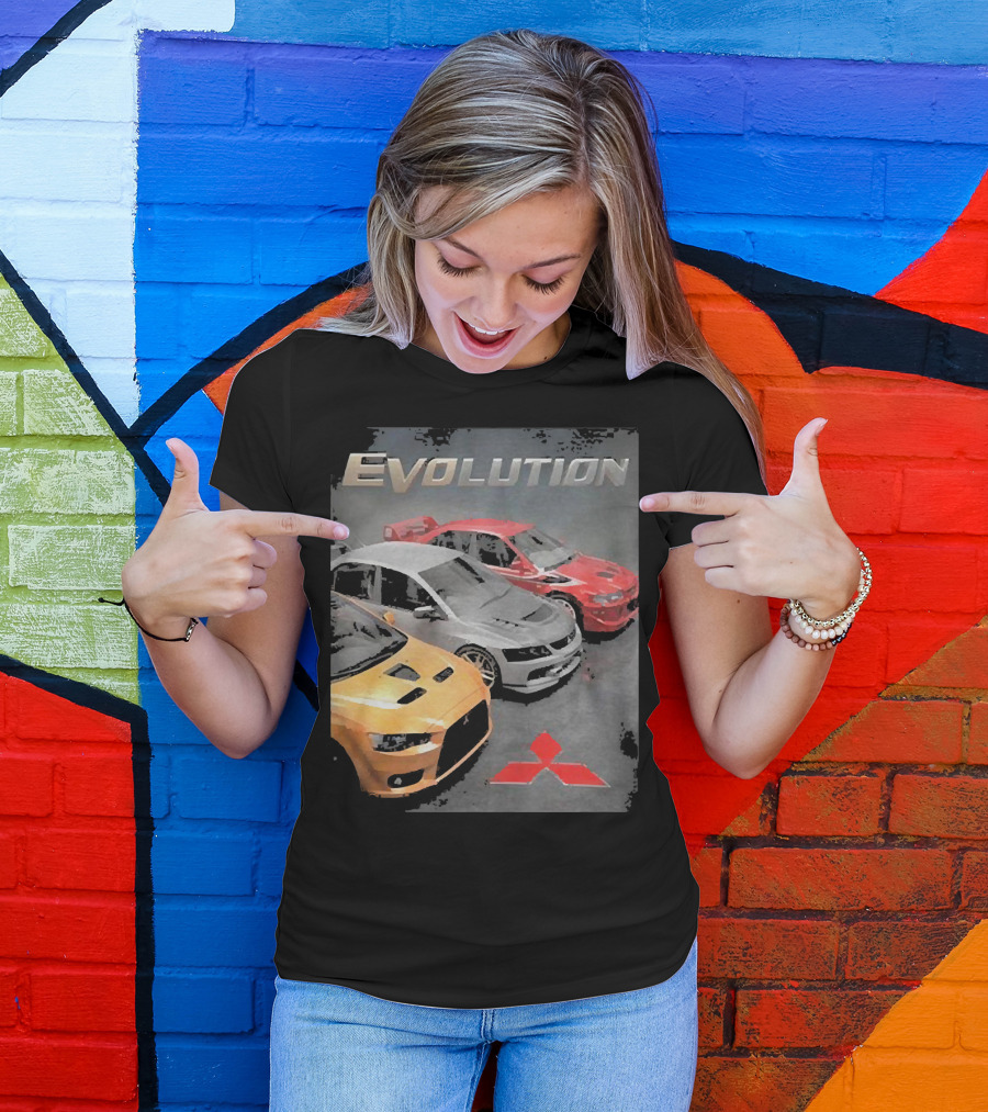 Mitsubishi Evolution Cars With Iconic Red T-Shirt