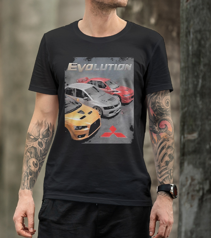 Mitsubishi Evolution Cars With Iconic Red T-Shirt