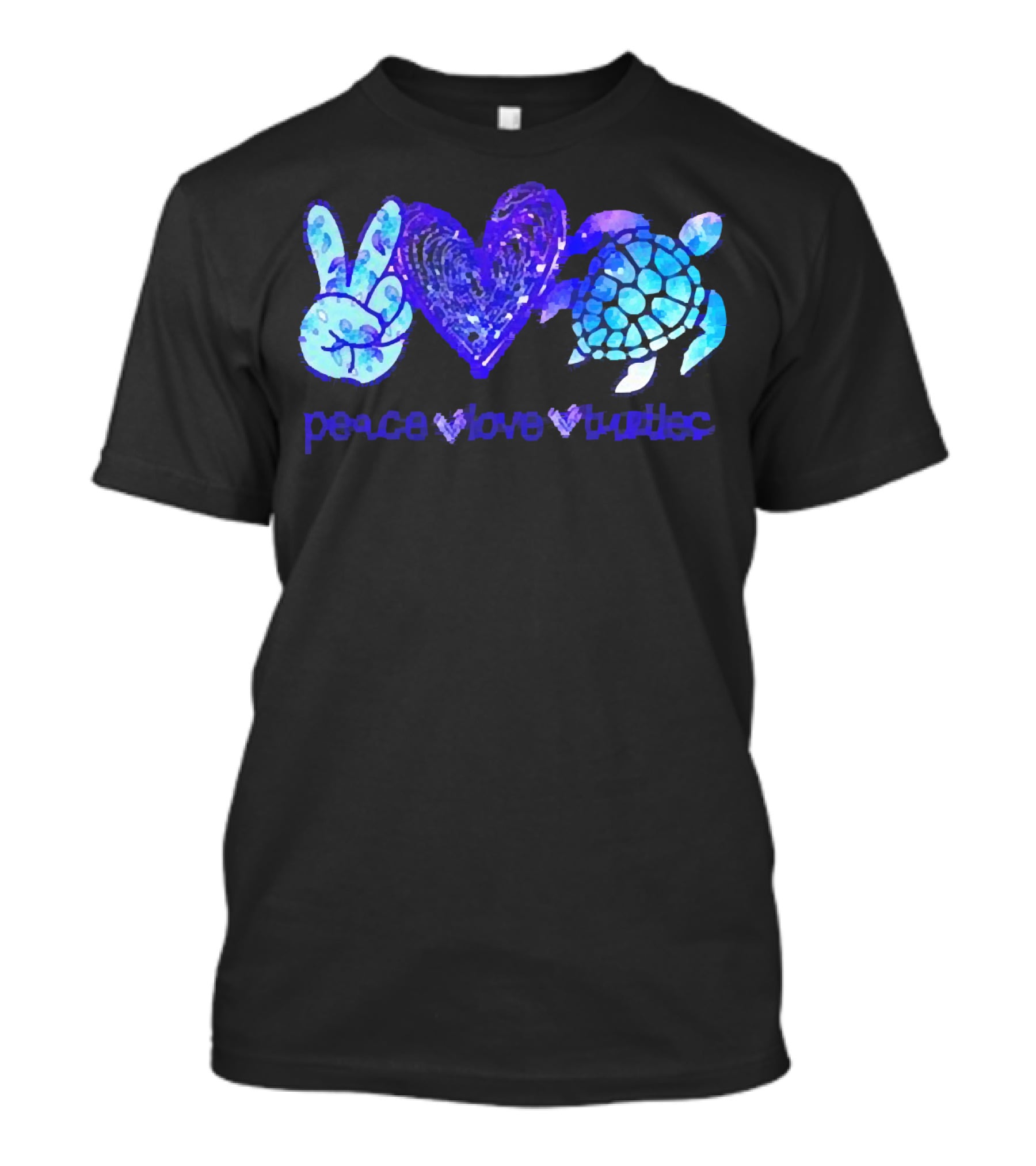 Peace Love Turtles Blue Tie-Dye T-Shirt