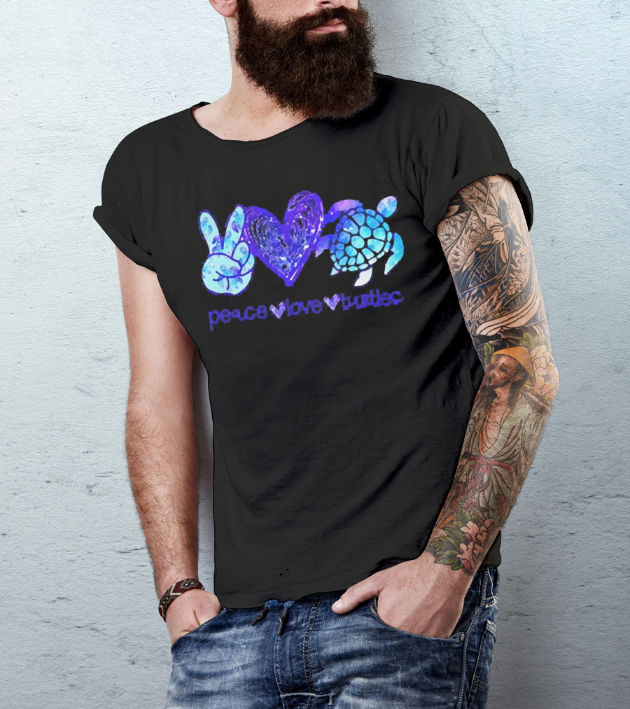 Peace Love Turtles Blue Tie-Dye T-Shirt