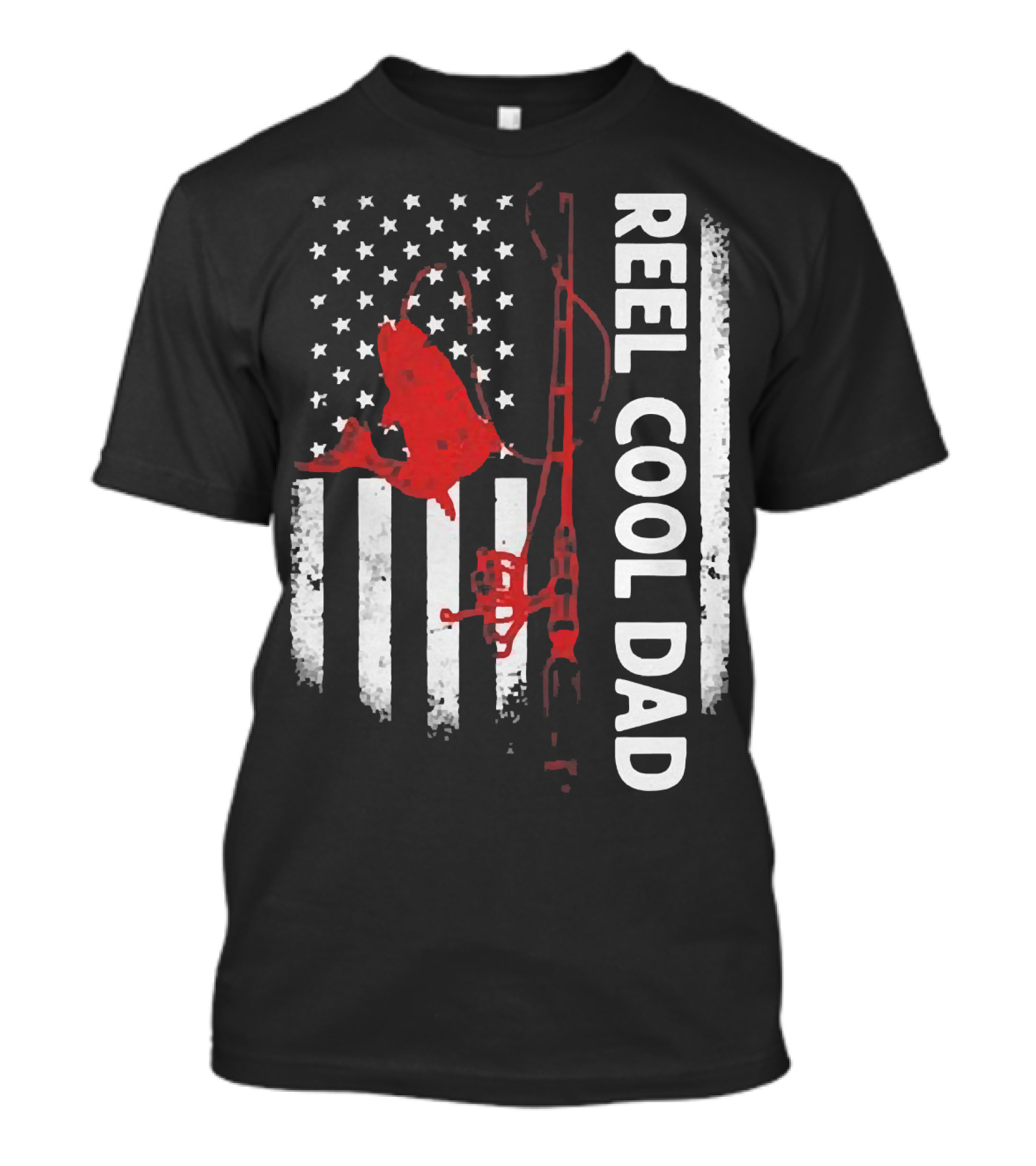 Reel Cool Dad American Flag Fishing Veteran T-Shirt