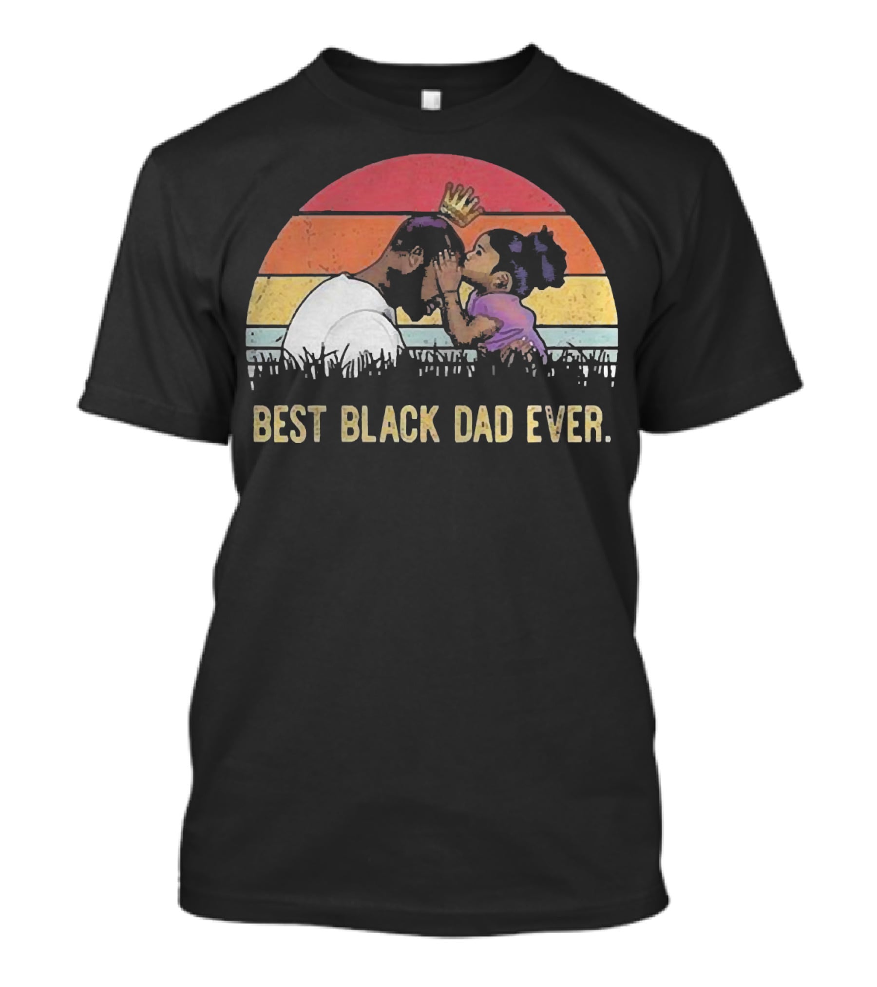 Best Black Dad Ever Vintage Sunset Father And Daughter T-Shirt