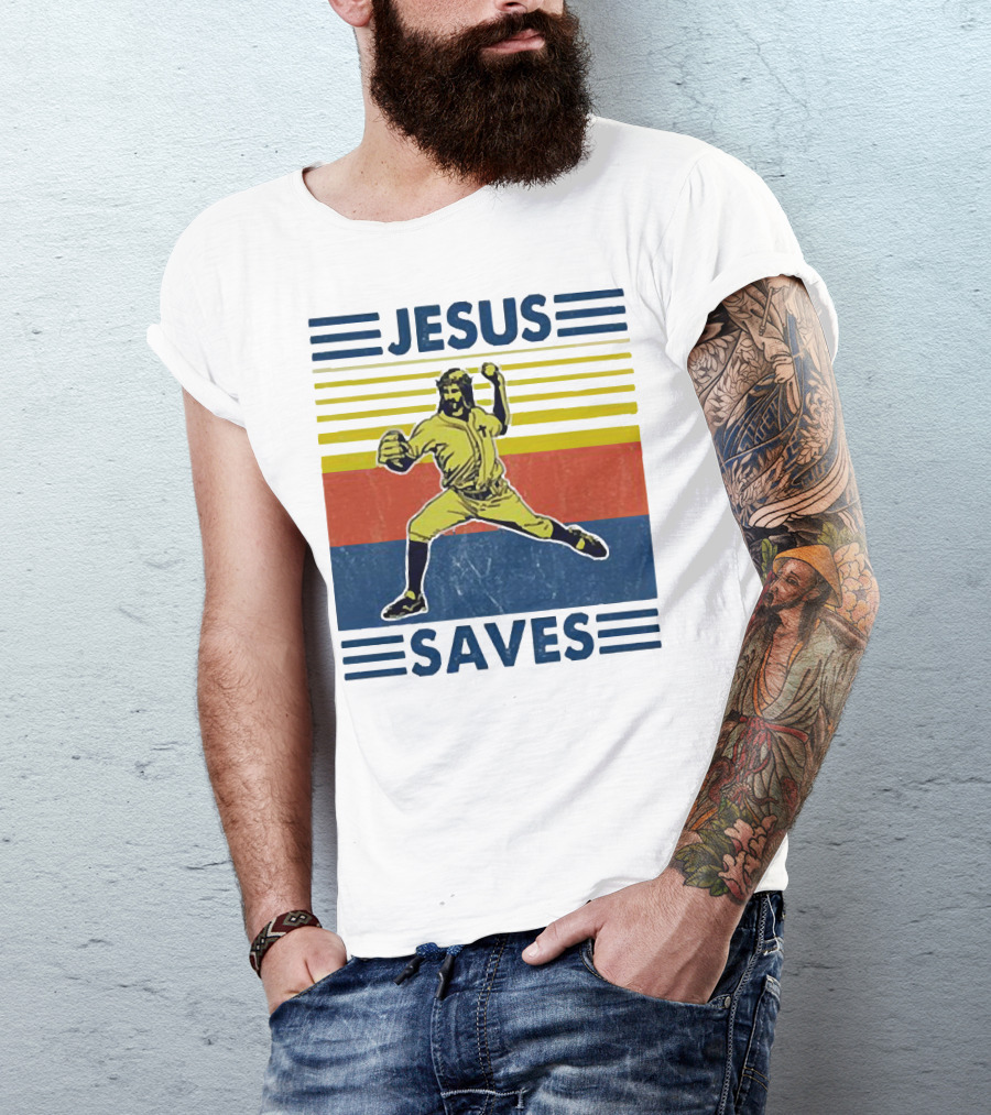Jesus Saves Baseball Pitcher T-Shirt