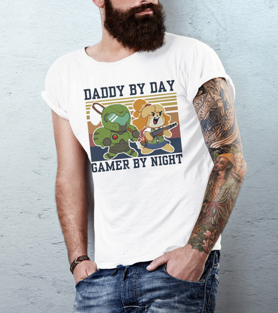 Daddy By Day Gamer By Night Doomguy Isabelle Crossover T-Shirt
