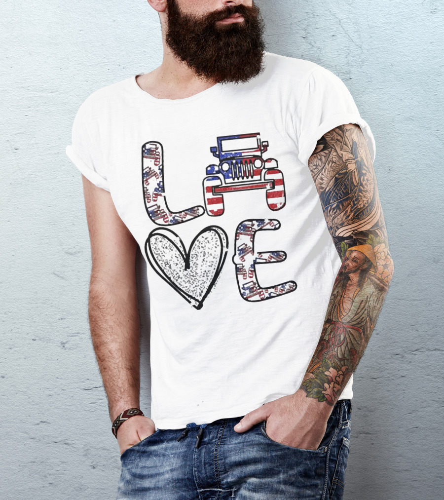 Love Jeep American Flag Enthusiast T-Shirt