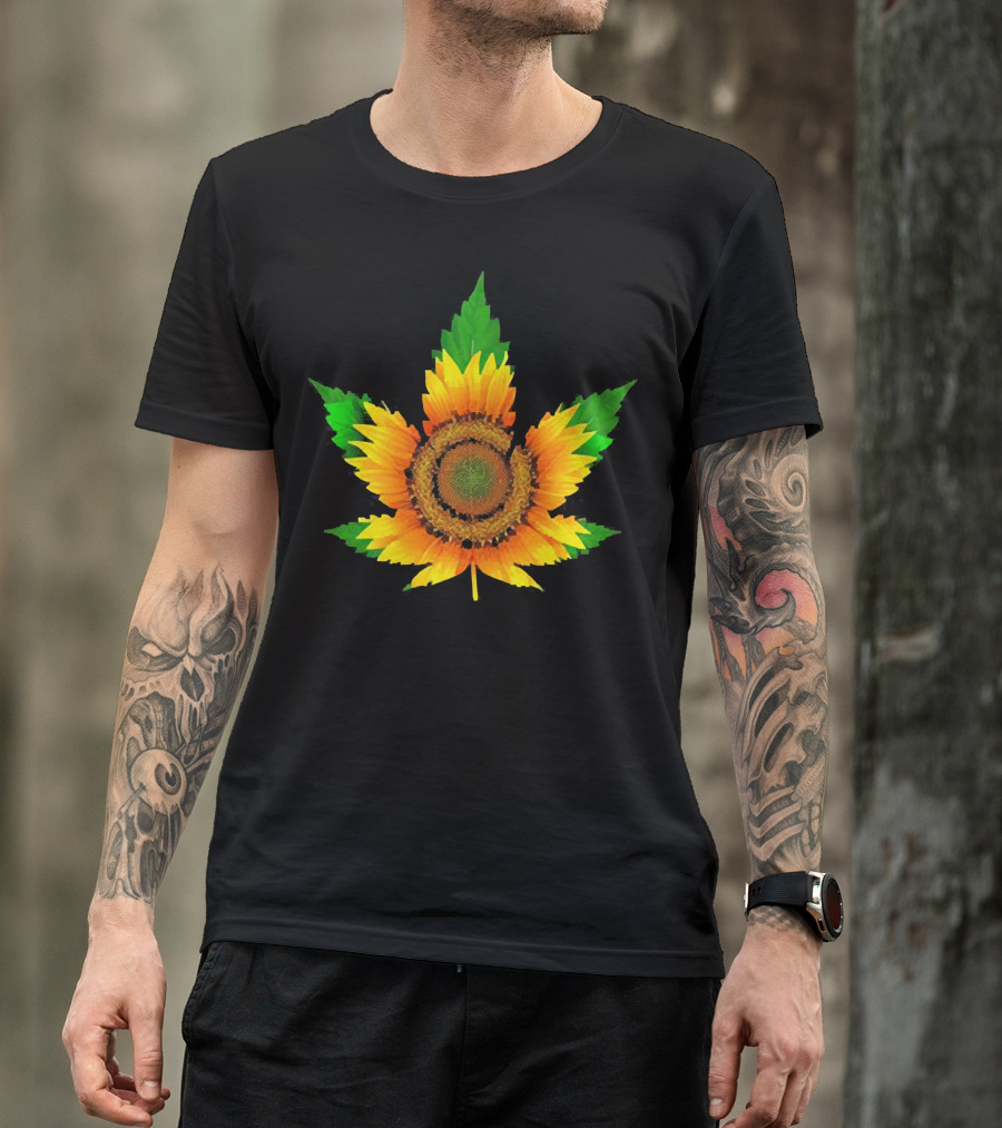 Weed Leaf Sunflower Beautiful T-Shirt