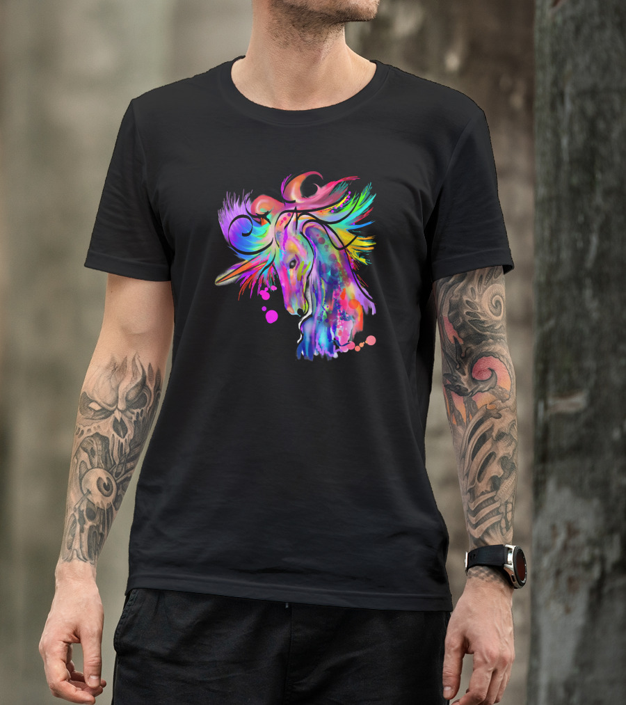 Colorful Rainbow Beautiful Unicorn Artistry T-Shirt