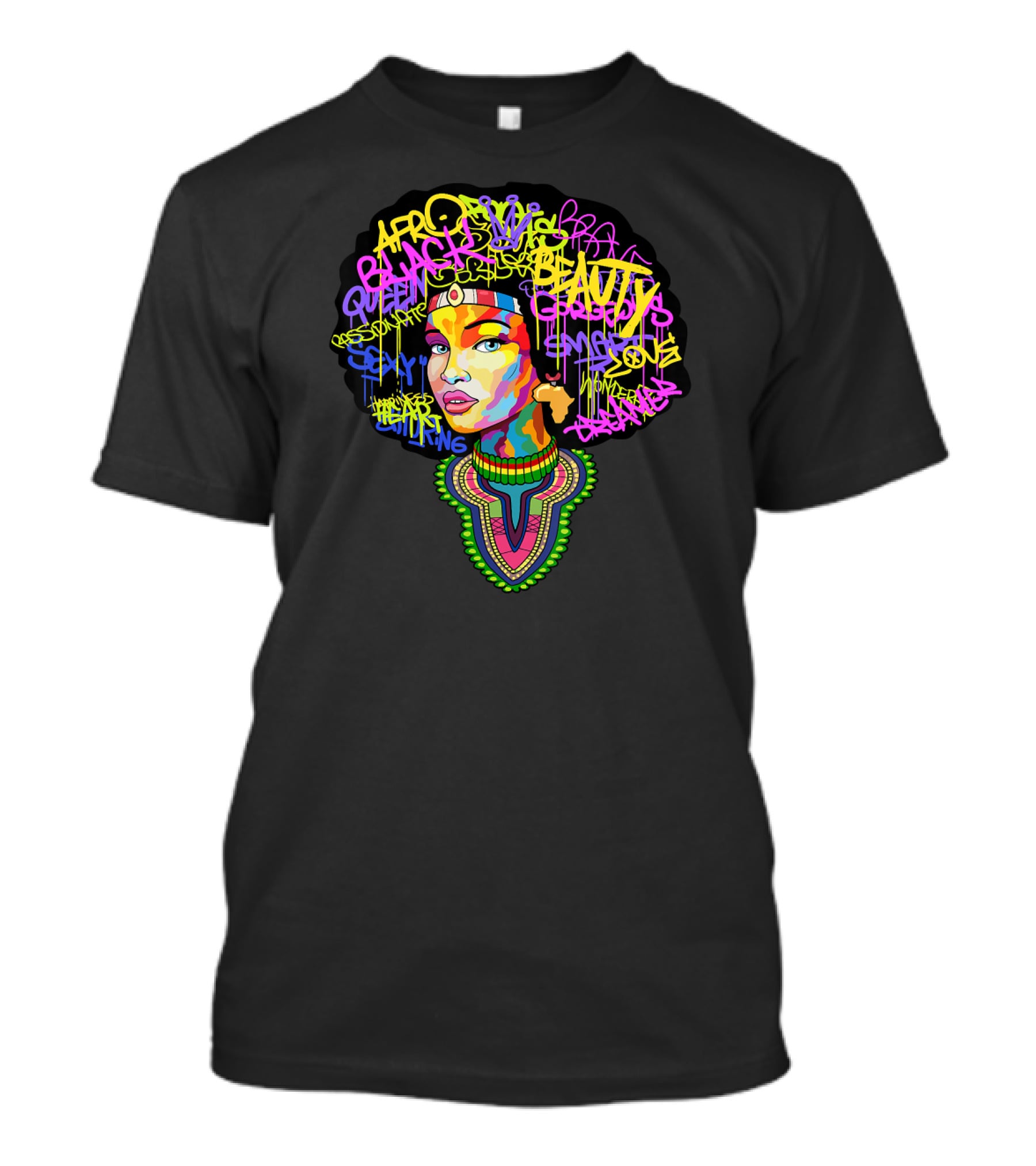 Afro Dashiki Queen Black Beauty Pride Culture Respect Goddess Melanin Love Power T-Shirt