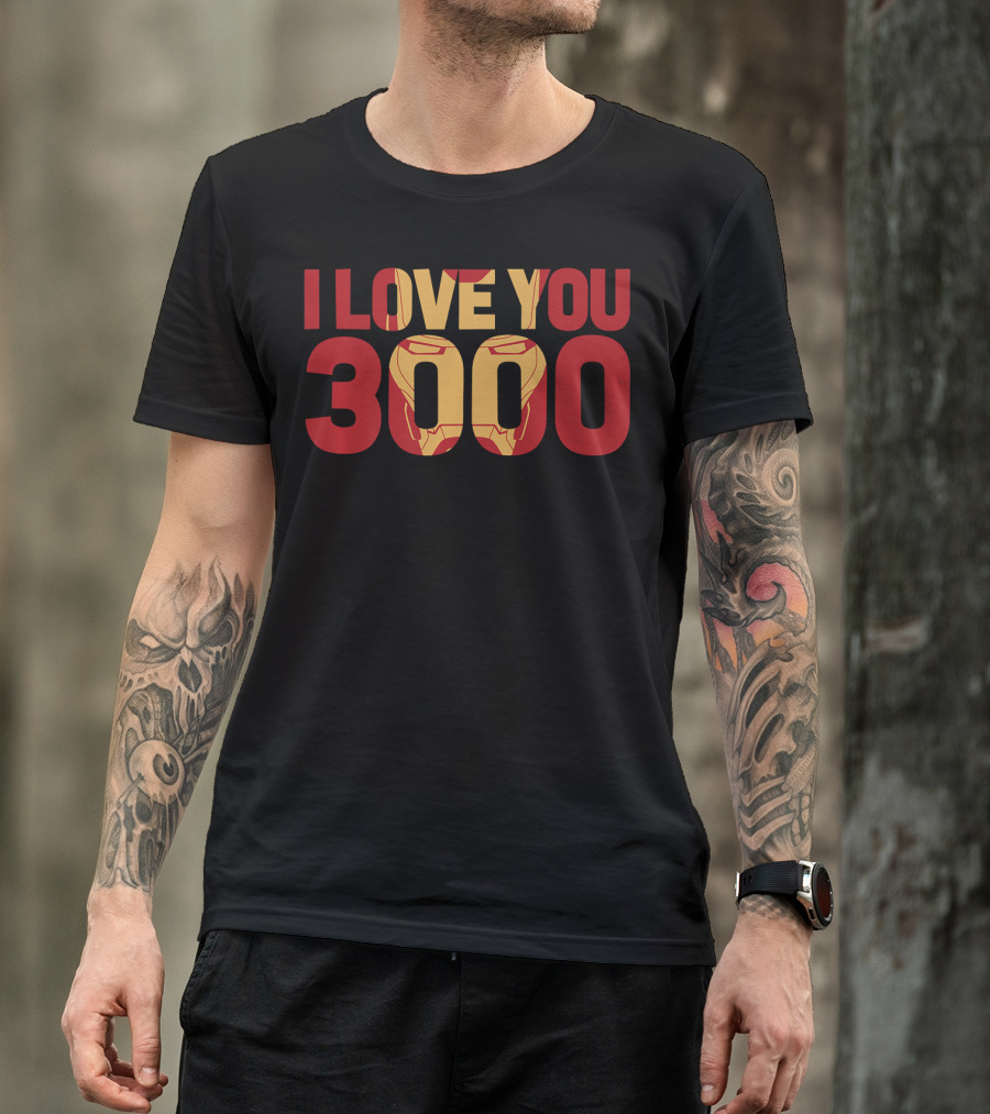 Marvel Avengers Endgame Iron Man I Love You 3000 Iconic Text Fill T-Shirt