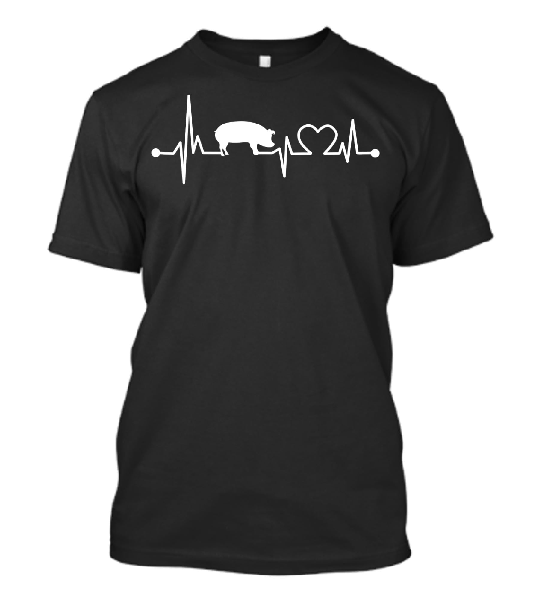 I Love My Pig Heart Valve EKG Heartbeat Line With Pig And Heart Icons T-Shirt