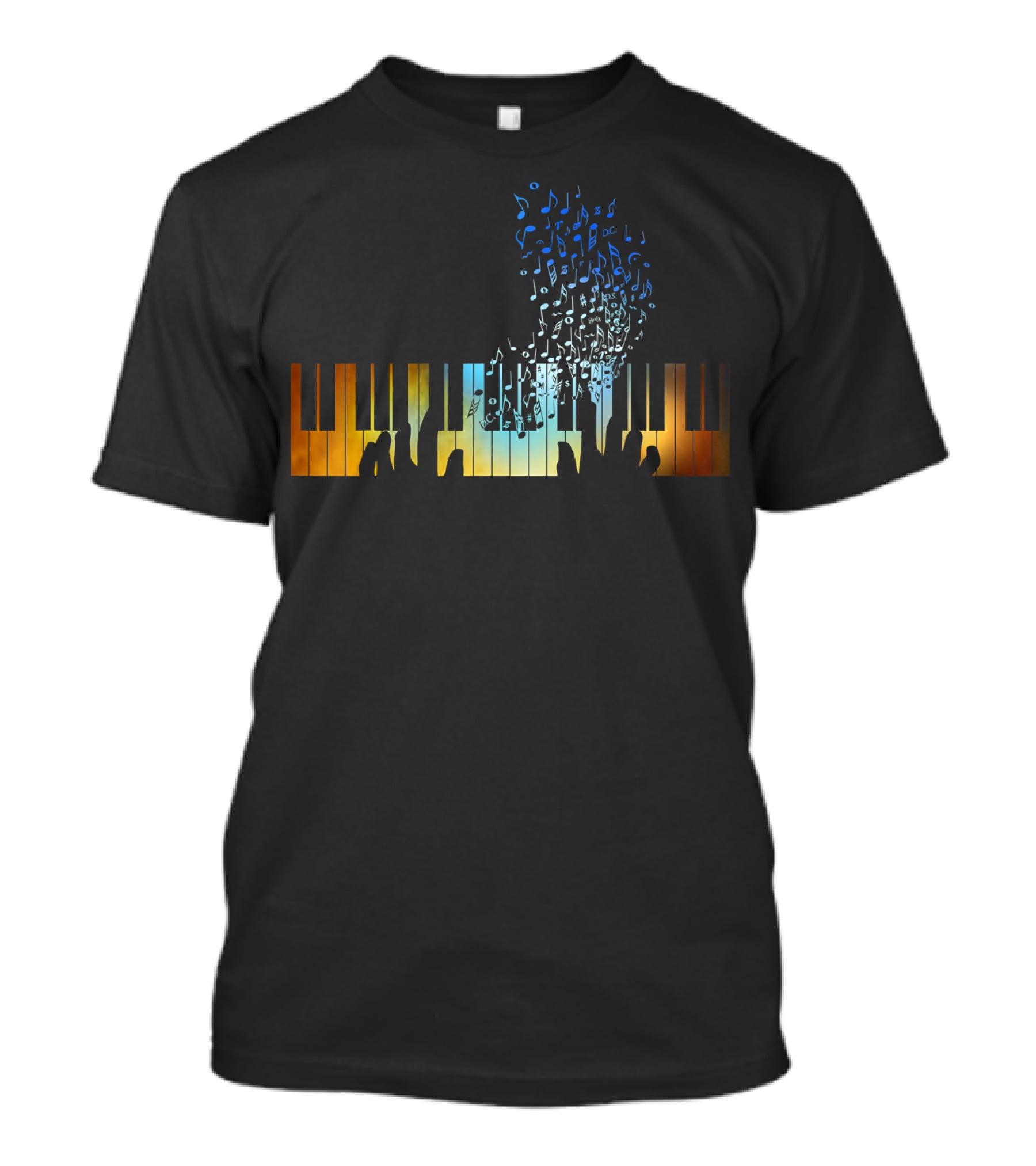 Musical Notes Rising From Colorful Keyboard Piano T-Shirt