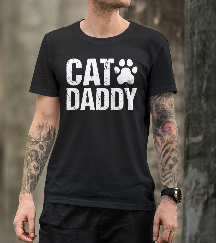 Cat Daddy Men's Funny Rad Dad Cat Paw T-Shirt