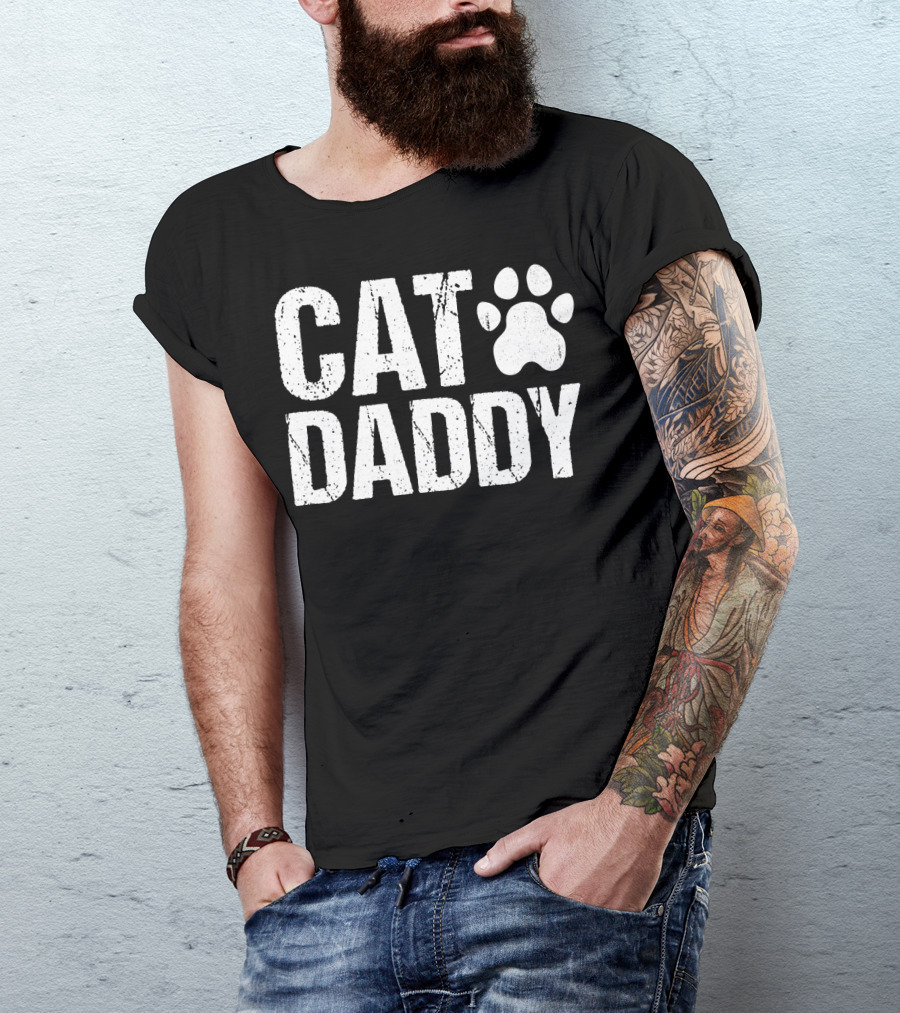 Cat Daddy Men's Funny Rad Dad Cat Paw T-Shirt