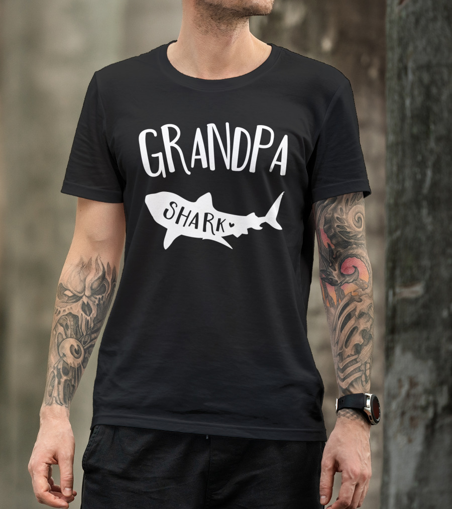 Grandpa Shark Doo Doo Playful Ocean Family Fun T-Shirt