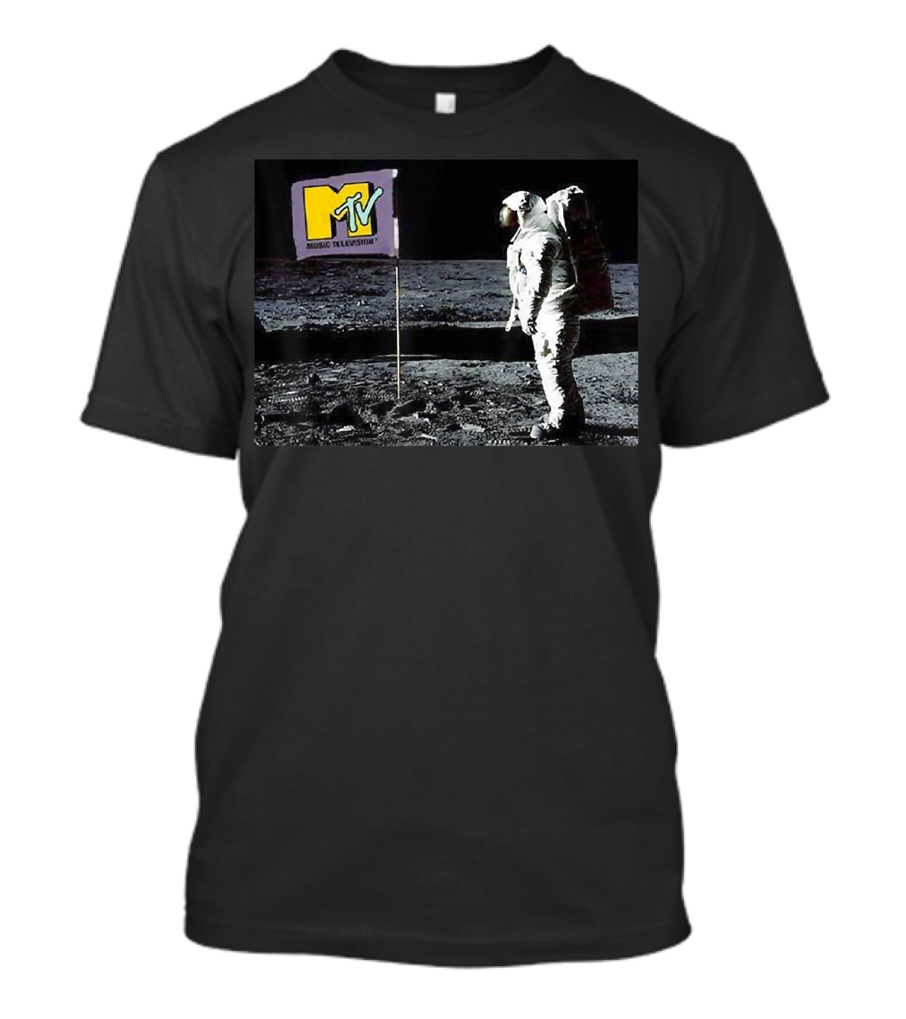 MTV Music Television Astronaut Planting Flag Man On The Moon T-Shirt
