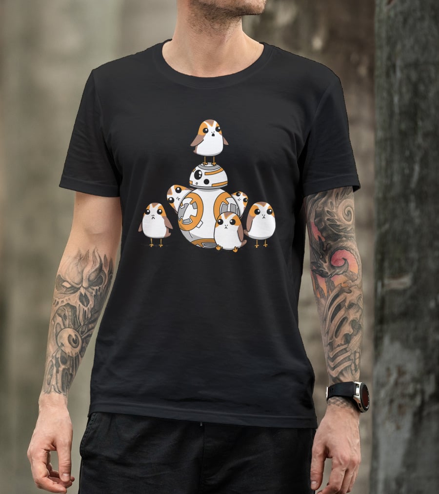 Porgs Playing Around BB-8 From Star Wars T-Shirt