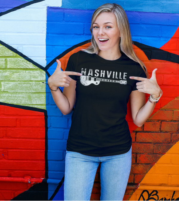 Nashville Guitar Music Country Music Lovers Iconic Instrument Themes T-Shirt