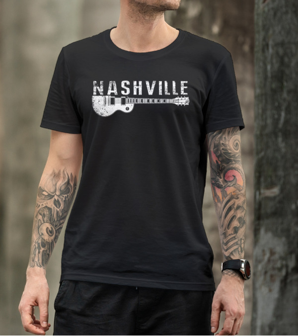 Nashville Guitar Music Country Music Lovers Iconic Instrument Themes T-Shirt