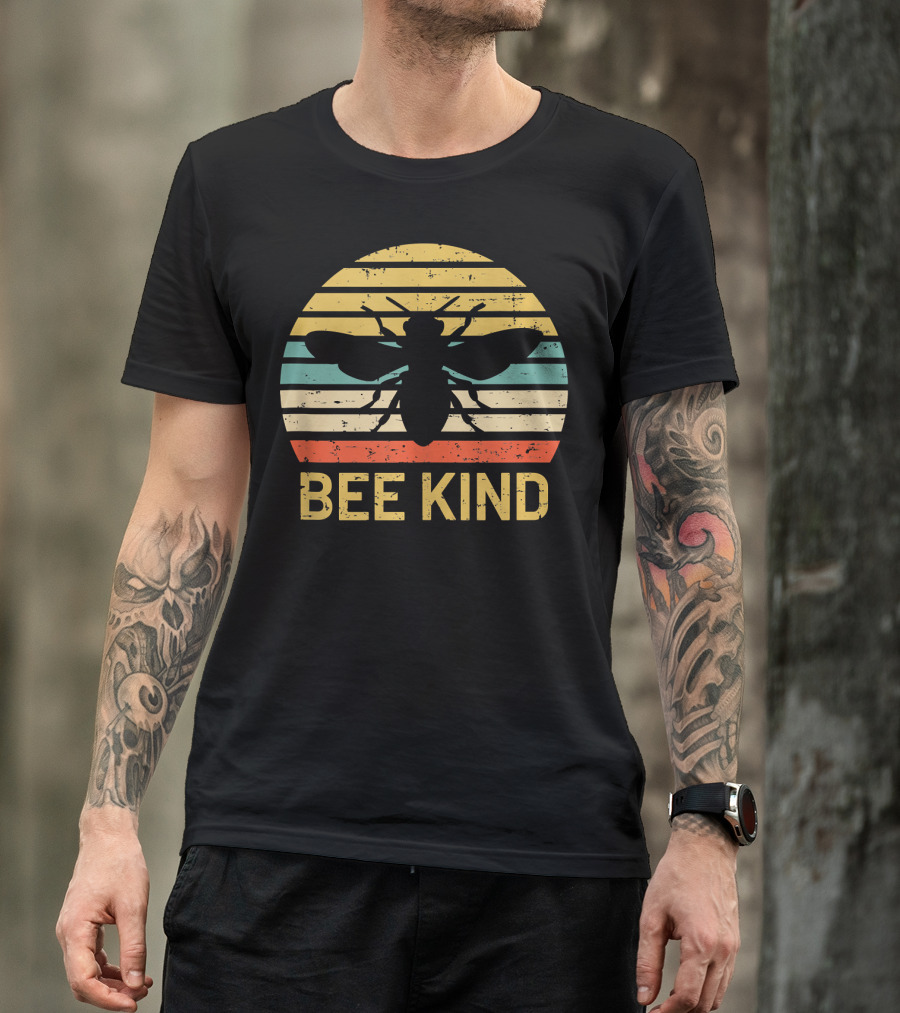 Bee Kind Vintage Style Honey Bee Silhouette Awareness T-Shirt