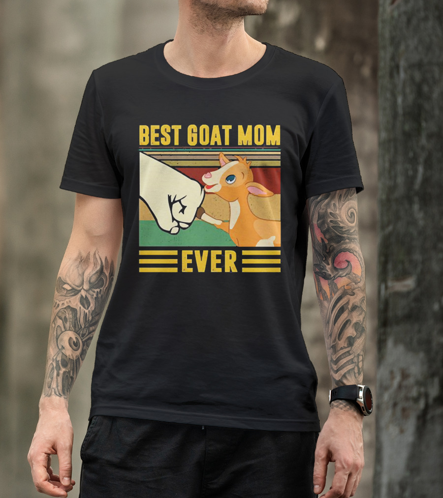 Best Goat Mom Ever Fist Bump With Adorable Cartoon Kid T-Shirt