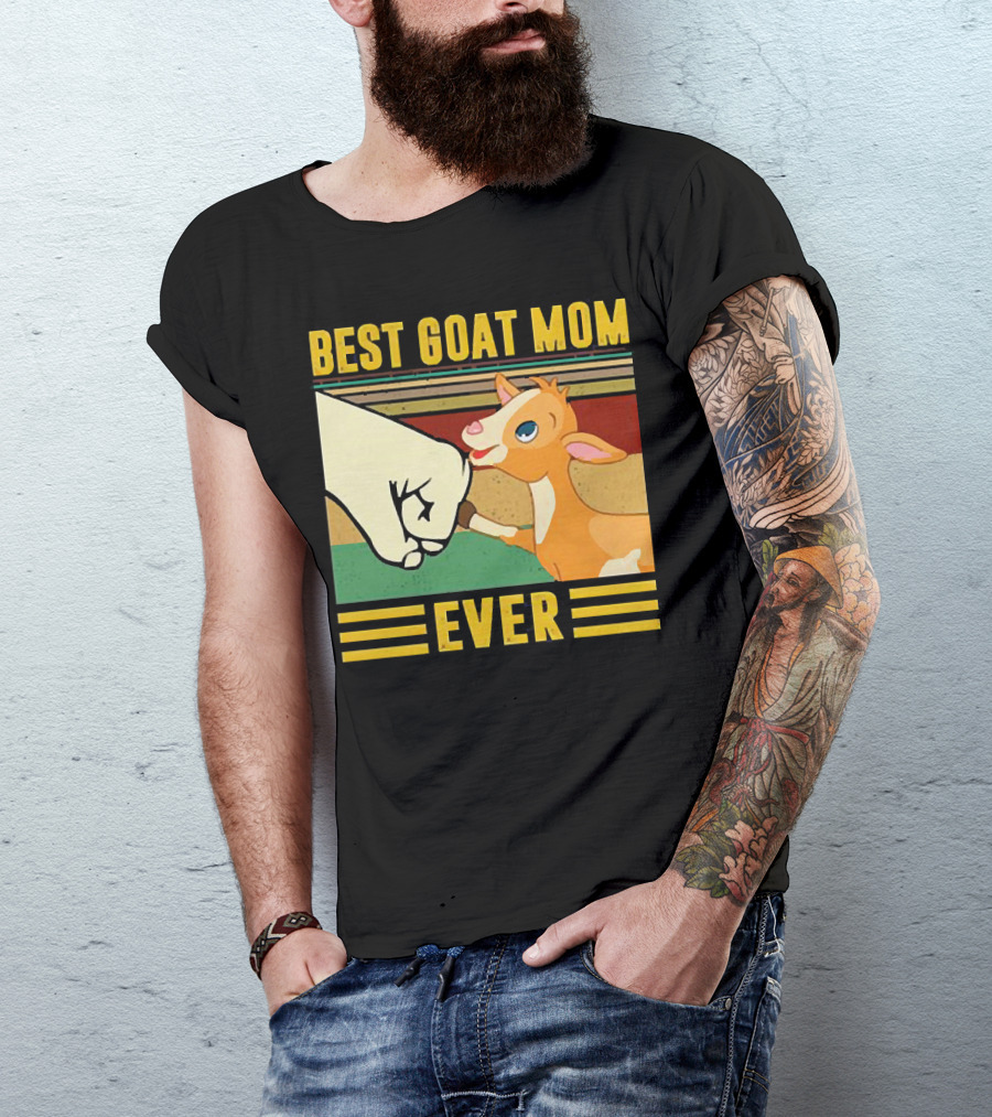 Best Goat Mom Ever Fist Bump With Adorable Cartoon Kid T-Shirt