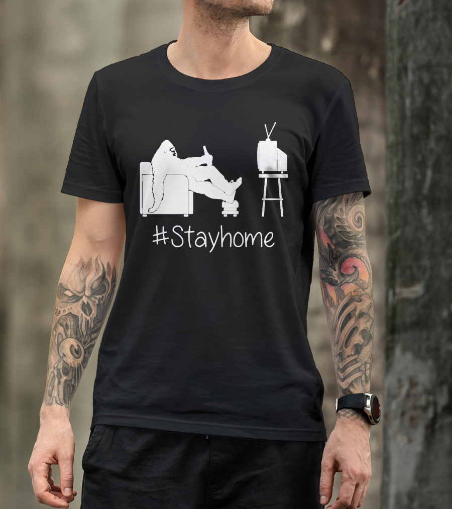Bigfoot Relaxing Watching TV #Stayhome T-Shirt