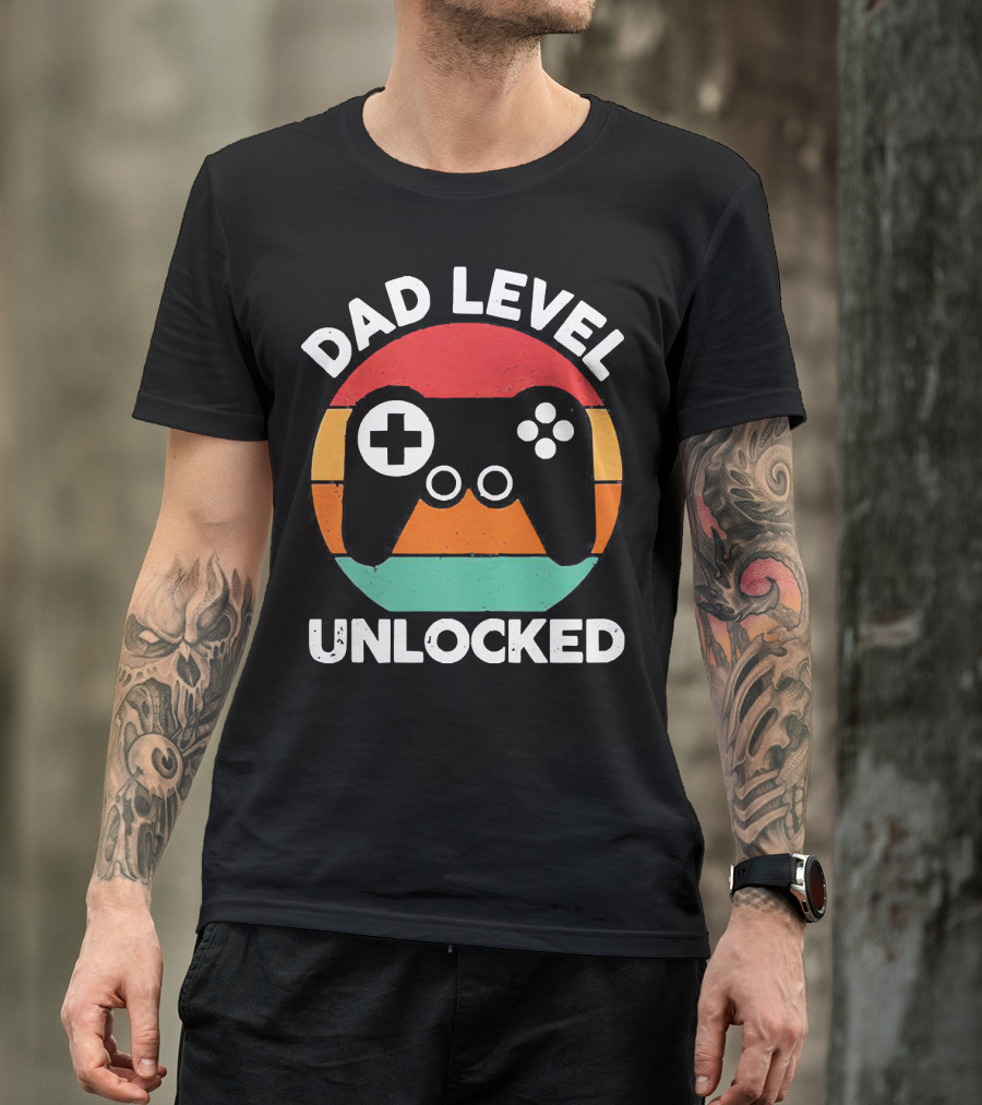 Dad Level Unlocked Vintage Version Gamer Control T-Shirt