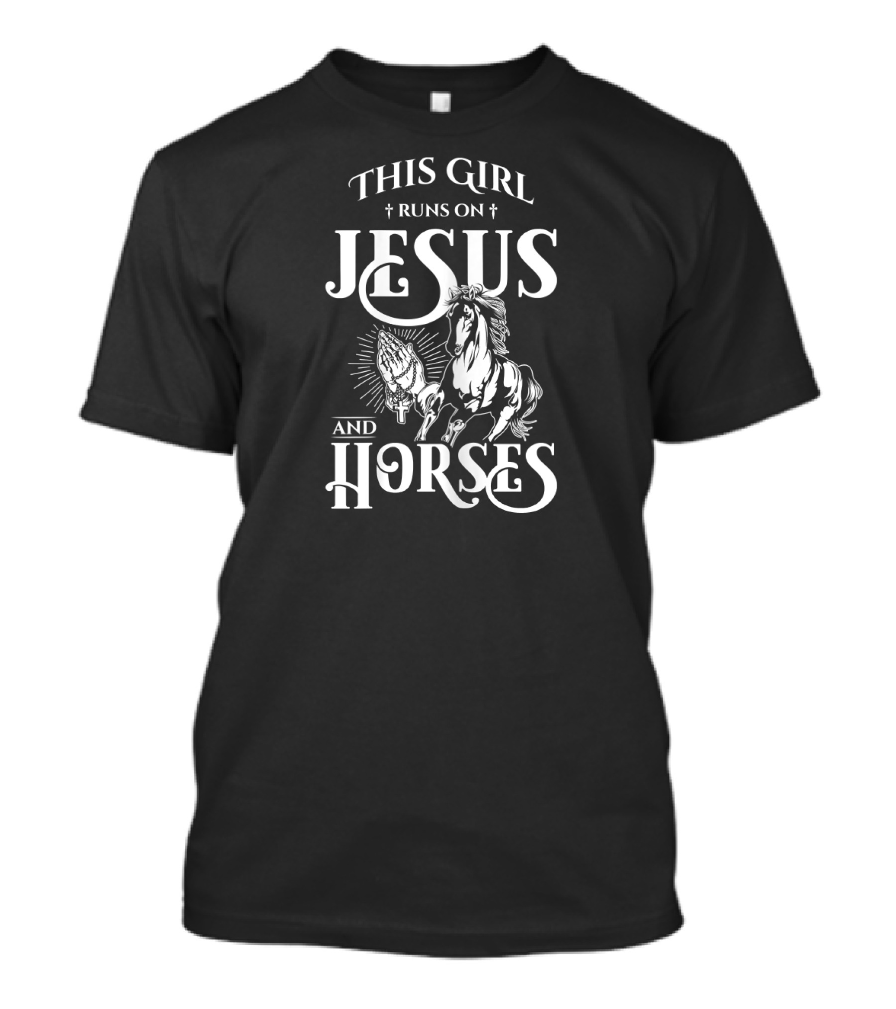 This Girl Runs On Jesus And Horses Christian Horse Lover T-Shirt