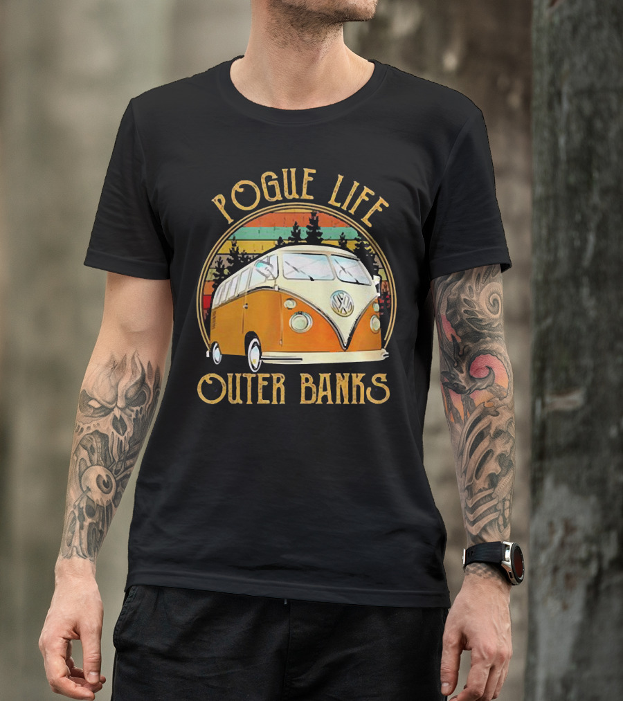 Pogue Life Outer Banks Volkswagen Vintage Van Retro Sunset T-Shirt