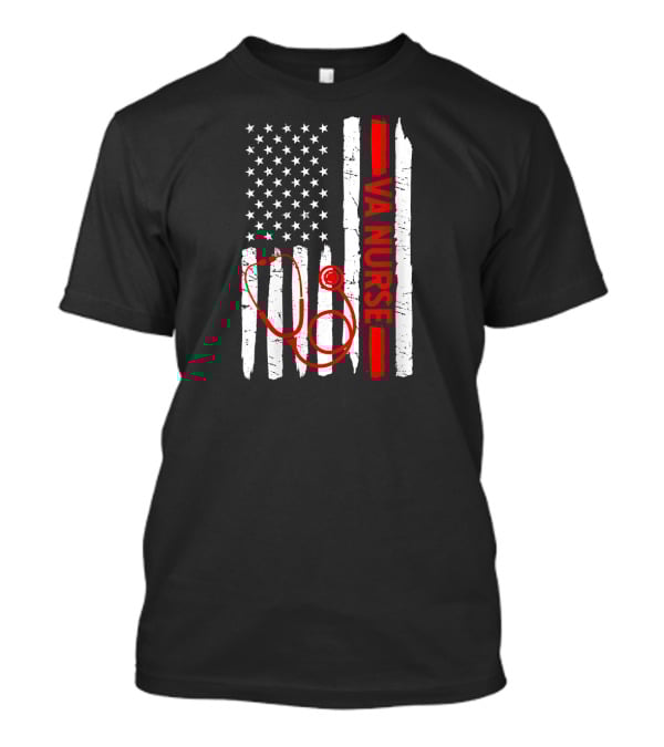 American Flag VA Nurse Stethoscope Black History Month T-Shirt