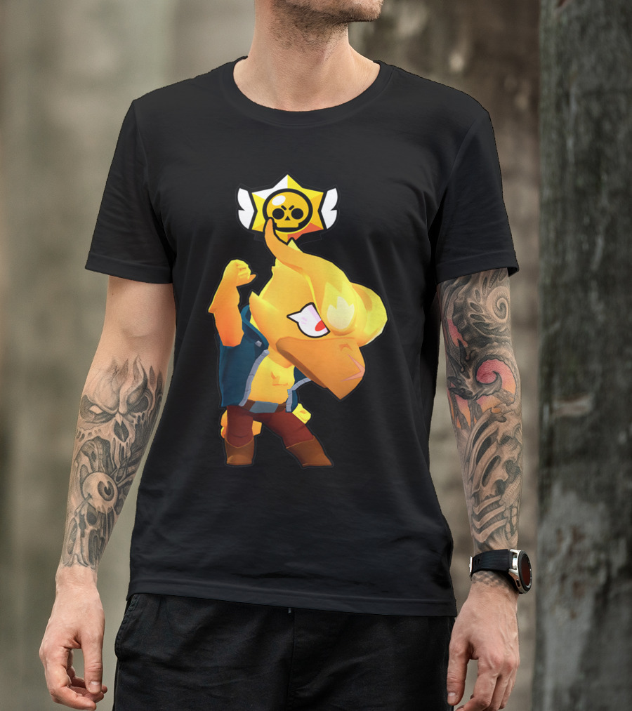 Brawl Stars Crow Character Icon With Skull Star Badge T-Shirt