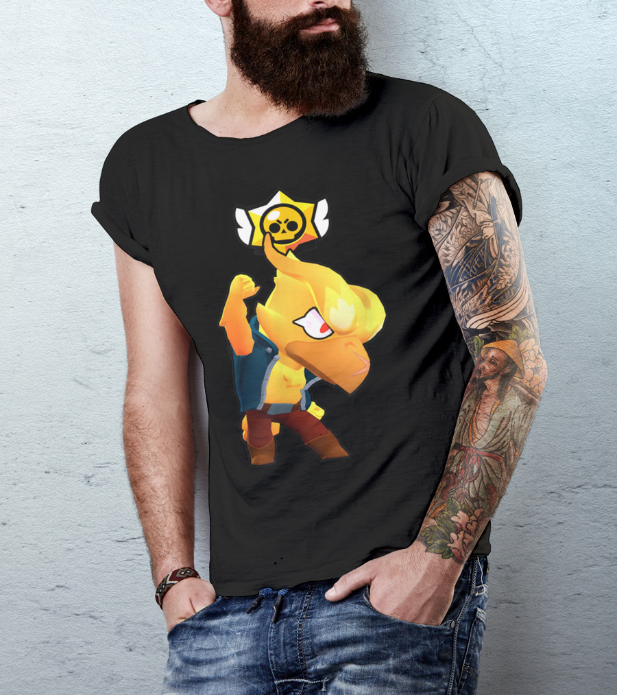 Brawl Stars Crow Character Icon With Skull Star Badge T-Shirt