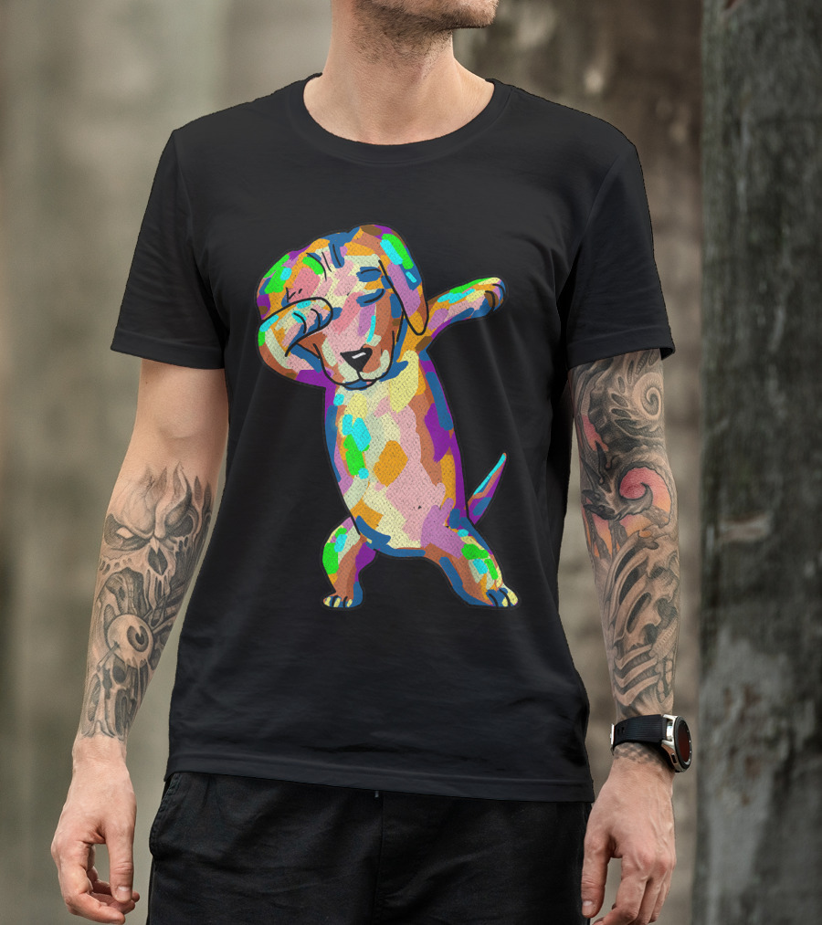 Colorful Dabbing Wiener Dog Funny Dachshund Dab T-Shirt